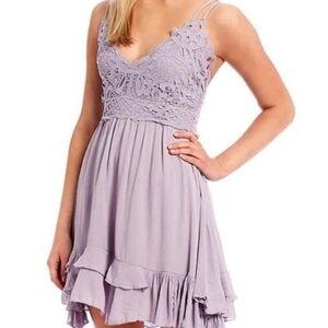Strappy Lace Ruffled Lilac Dress
